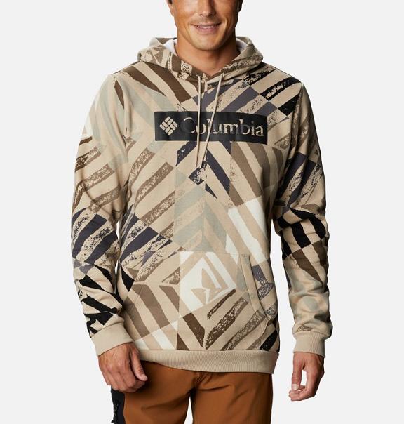 Columbia Logo Hoodies Khaki For Men's NZ32540 New Zealand